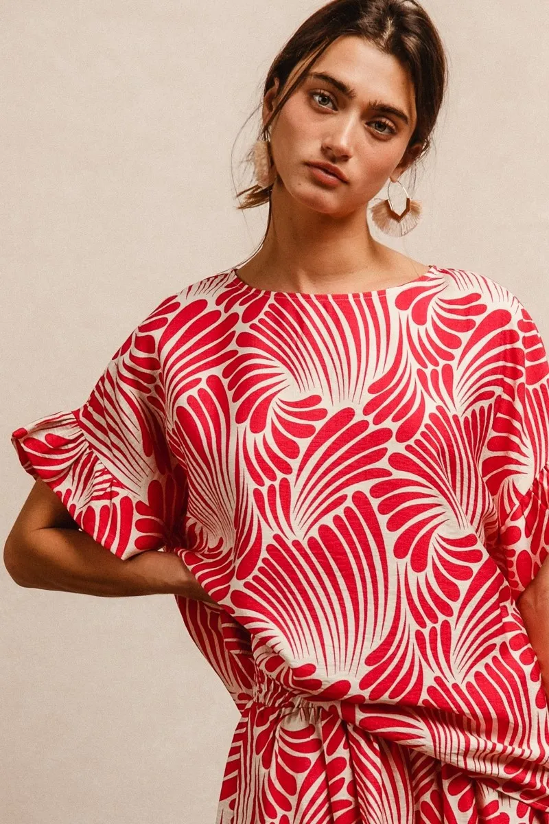 BiBi Print Woven Ruffled Sleeves Top - Image 8