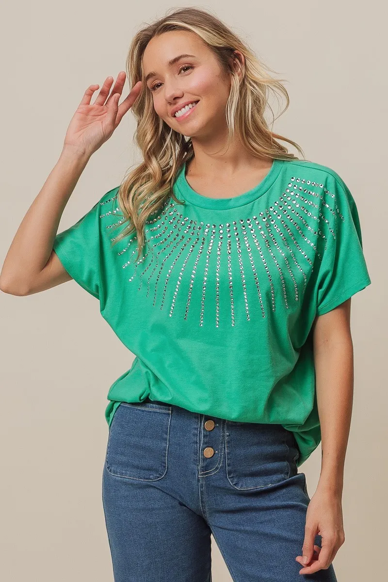 BiBi Rhinestone Beaded Short Sleeve Top - Image 12