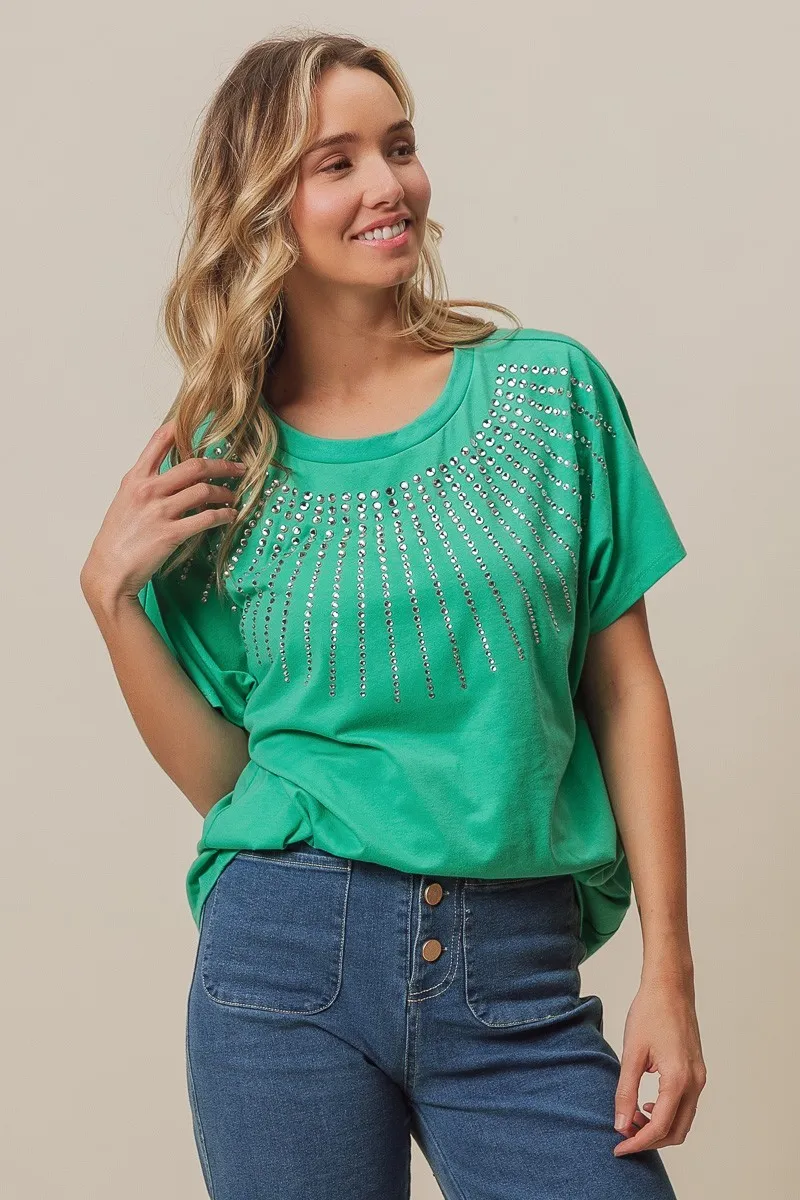 BiBi Rhinestone Beaded Short Sleeve Top - Image 8