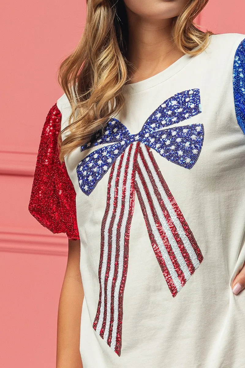 BiBi Sequin American Flag Bow Top - Image 15