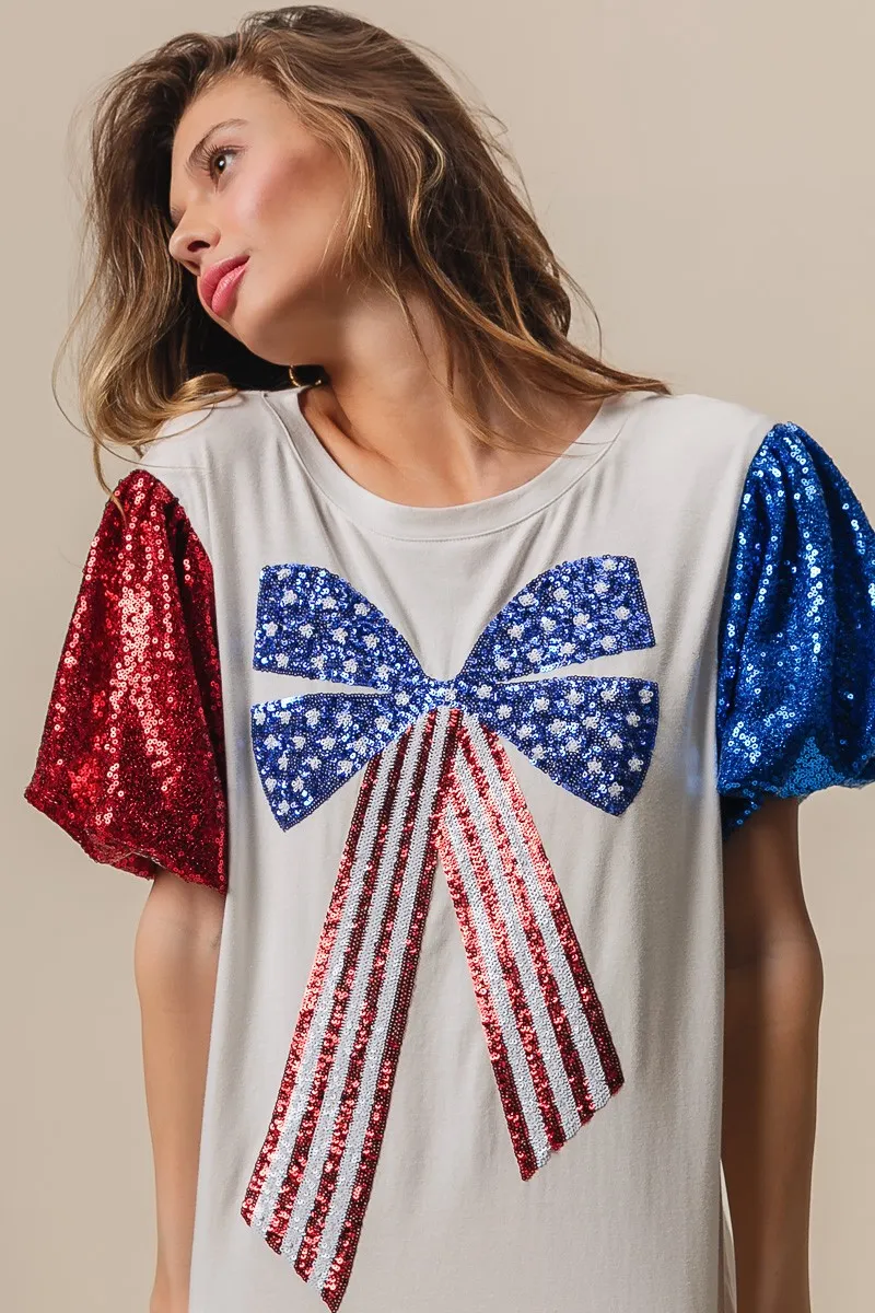 BiBi Sequin American Flag Bow Top - Image 18