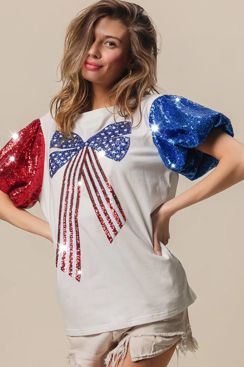 BiBi Sequin American Flag Bow Top - Image 19