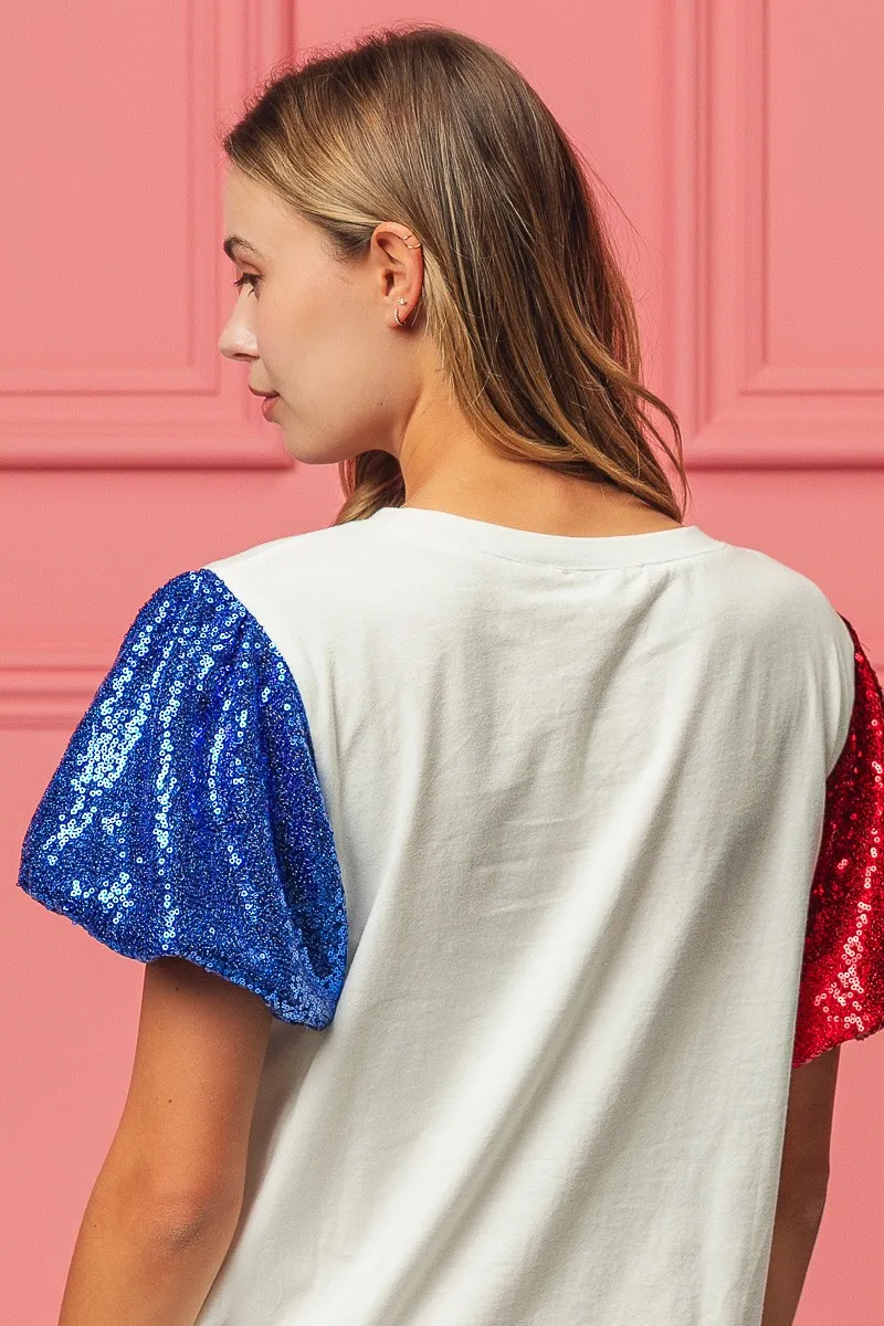 BiBi Sequin American Flag Bow Top - Image 20