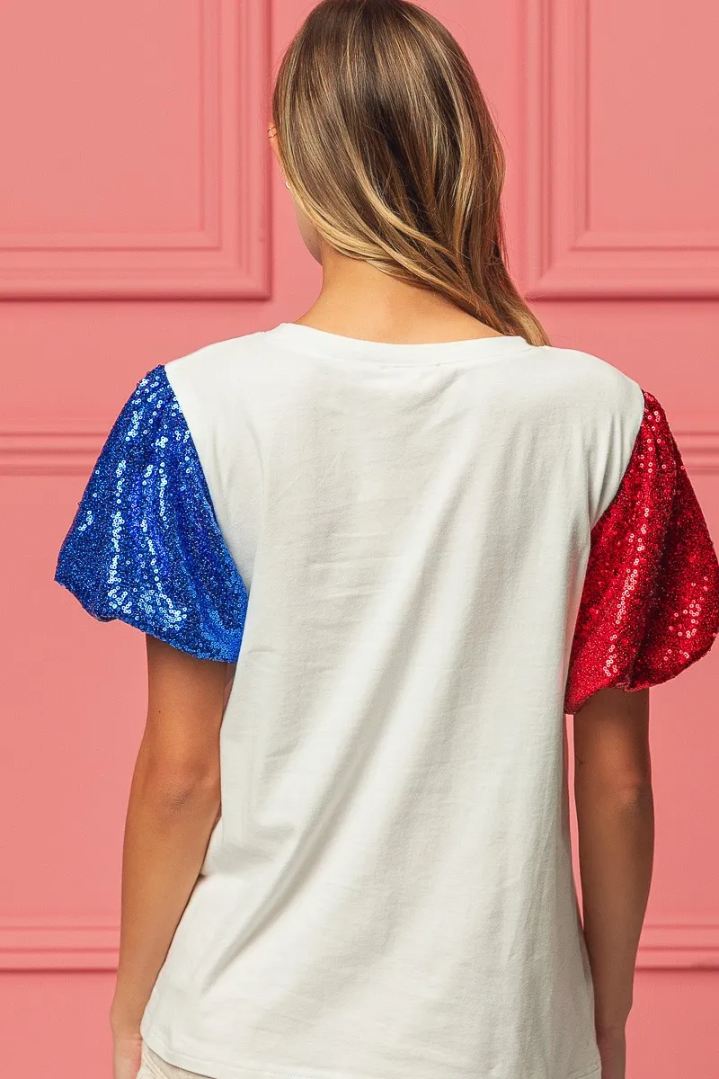 BiBi Sequin American Flag Bow Top - Image 8
