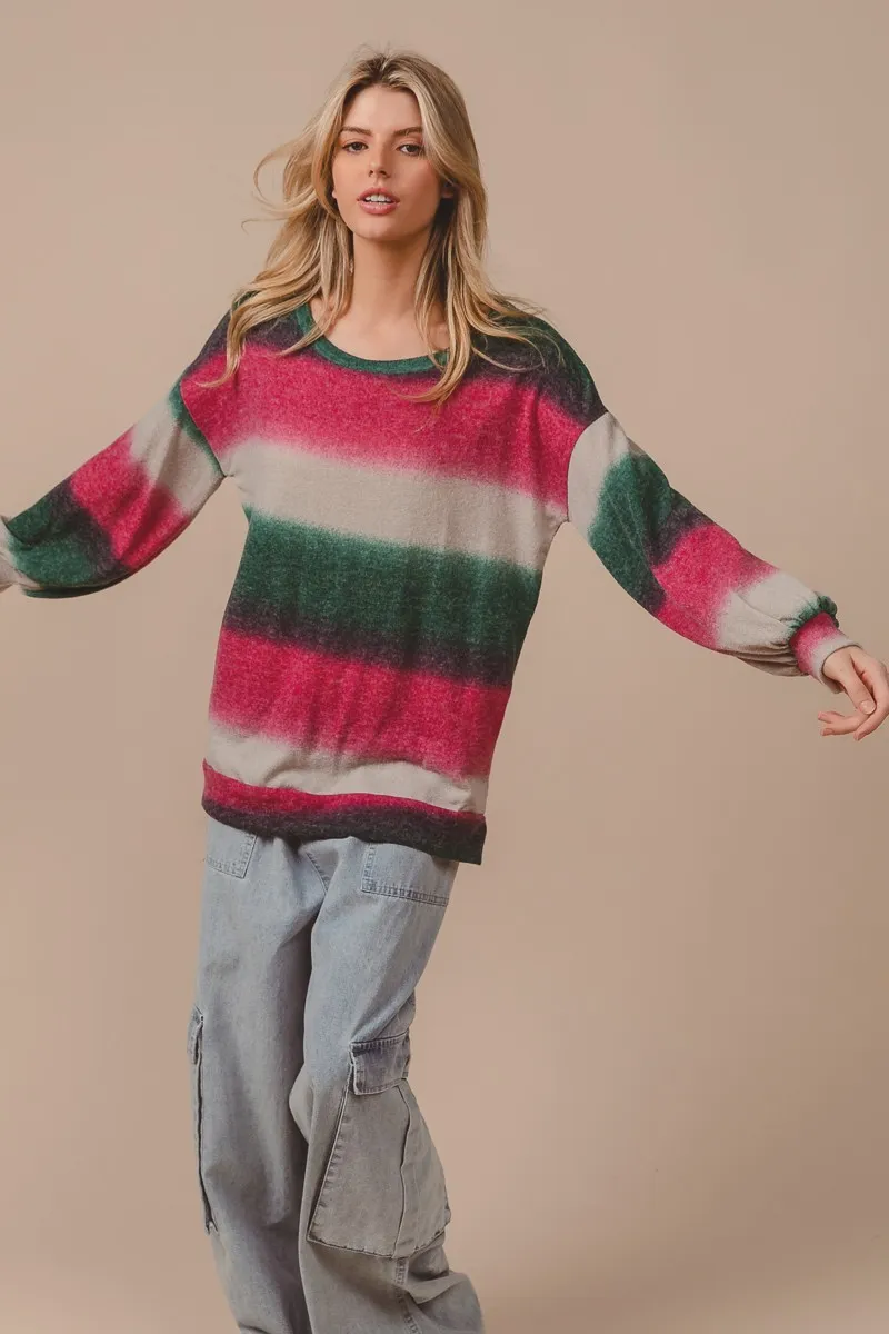 BiBi Striped Gradation Print Knit Top - Image 3