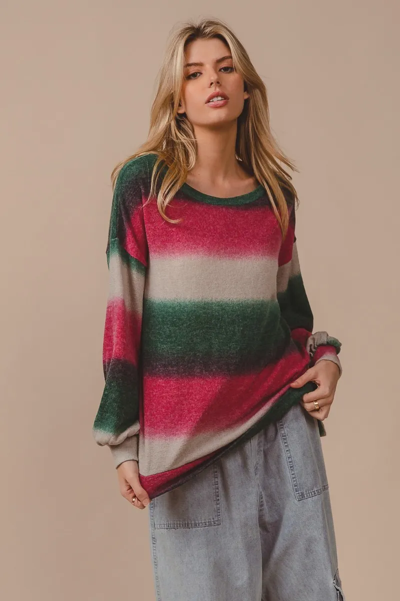 BiBi Striped Gradation Print Knit Top - Image 7
