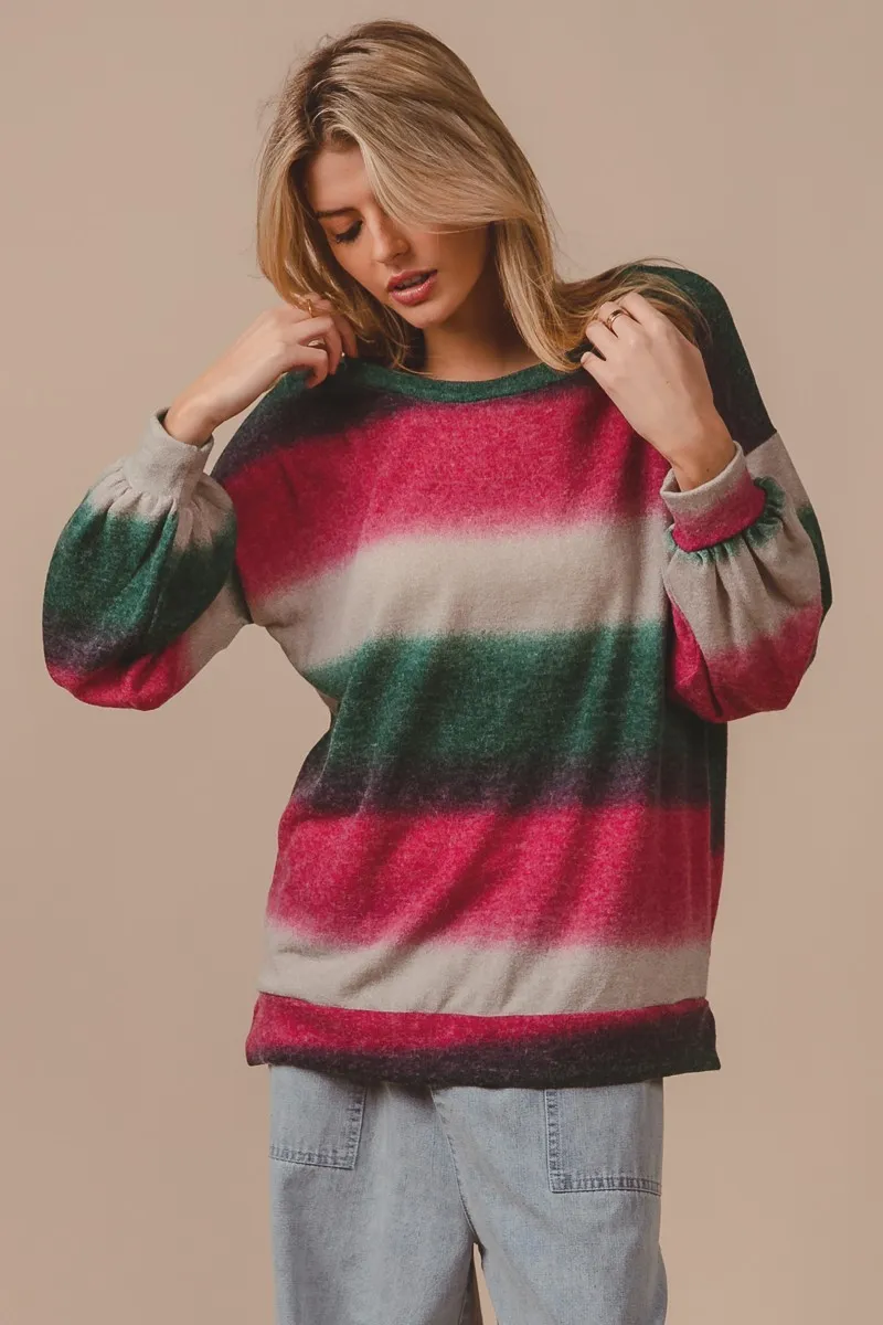 BiBi Striped Gradation Print Knit Top - Image 8