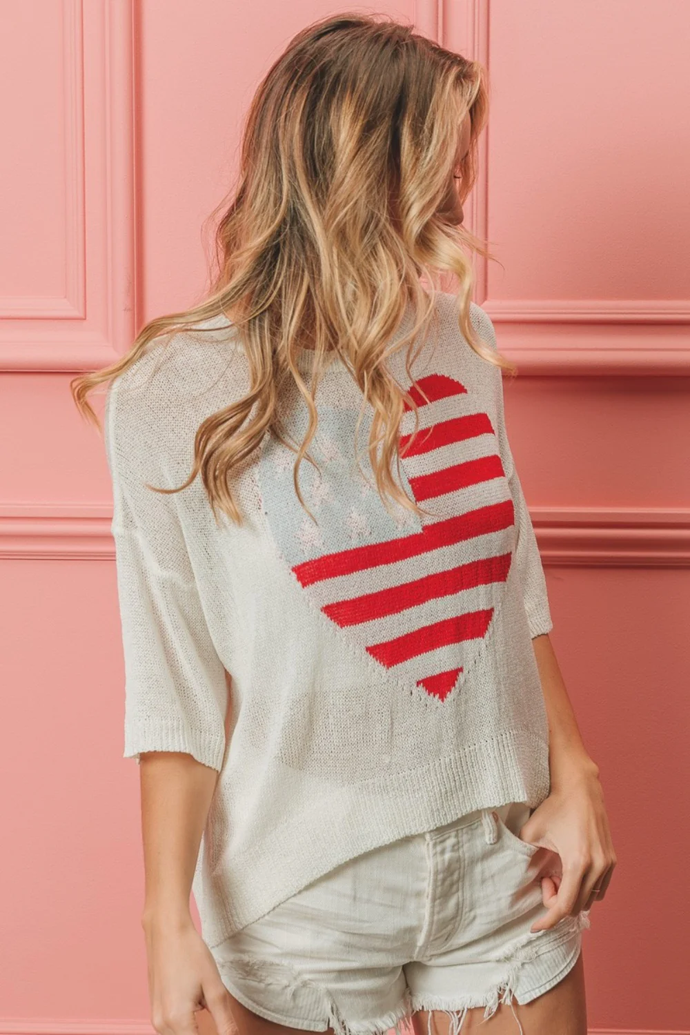 BiBi Striped Heart Contrast Knit Top - Image 4