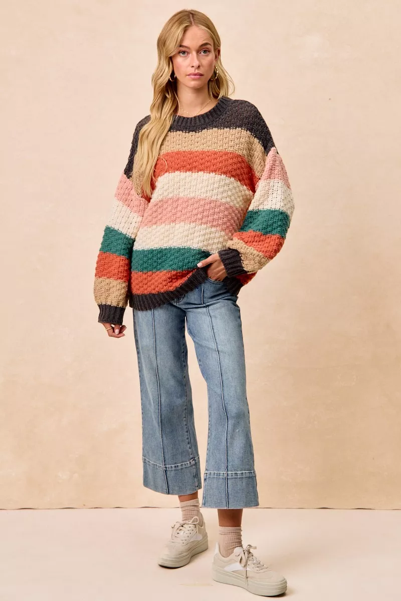 BiBi Stripes Color Block Chunky Sweater - Image 10
