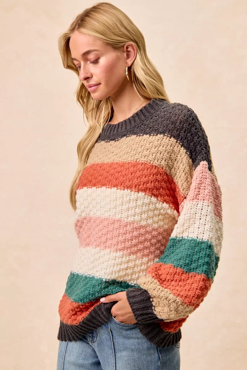 BiBi Stripes Color Block Chunky Sweater - Image 3