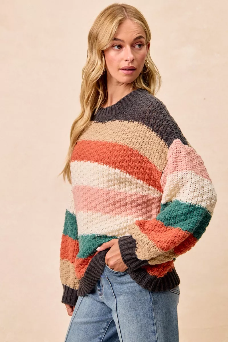 BiBi Stripes Color Block Chunky Sweater - Image 7