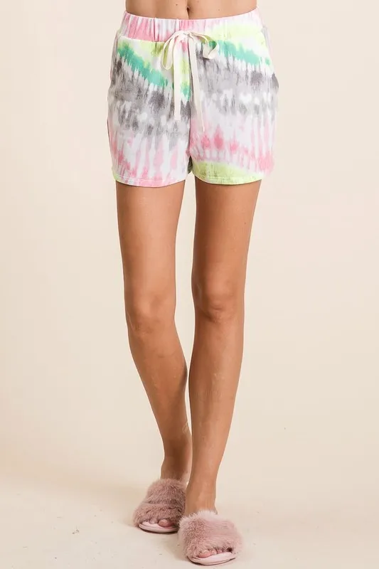 BiBi Tie Dye Print Shorts With Twill Tape Drawstring - Image 4