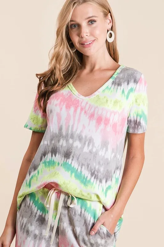 BiBi Tie Dye Print Shorts With Twill Tape Drawstring - Image 8
