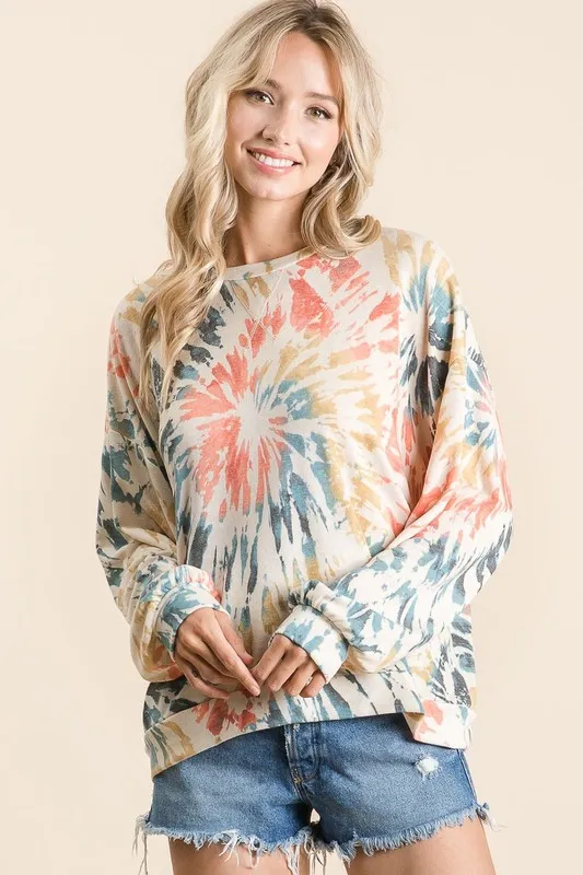 BiBi Tie Dye Print Terry Pull Over - Image 2