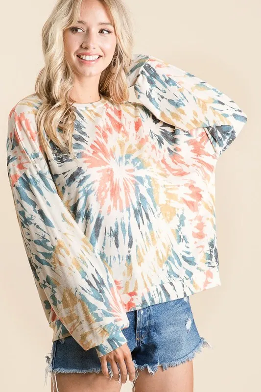 BiBi Tie Dye Print Terry Pull Over - Image 3