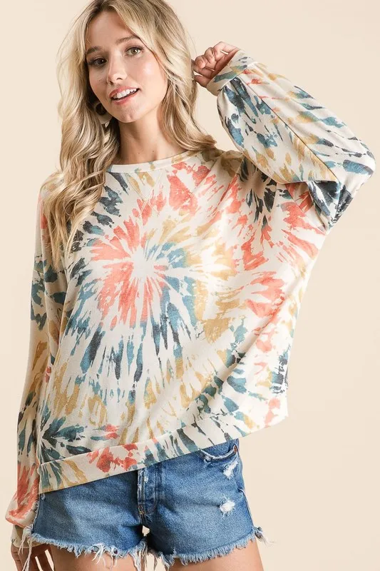 BiBi Tie Dye Print Terry Pull Over - Image 4