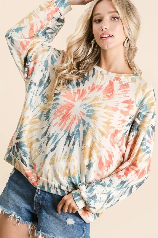 BiBi Tie Dye Print Terry Pull Over - Image 5