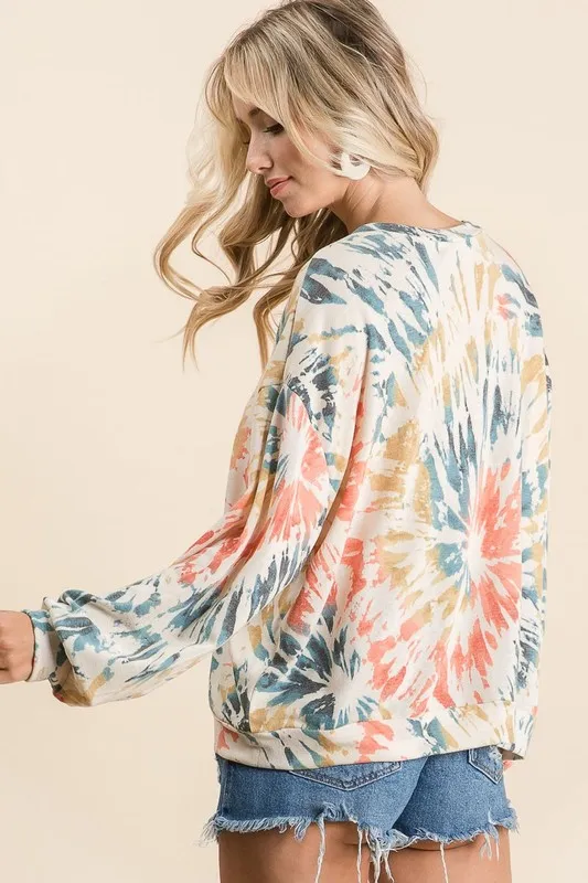 BiBi Tie Dye Print Terry Pull Over - Image 7