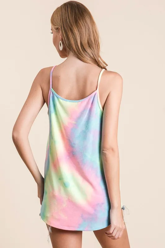 BiBi Tie Dye Terry Caged Neck Knit Camisole - Image 7