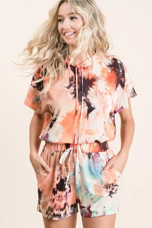BiBi Tie Dye Terry Hoodie With Drawstring - Image 10