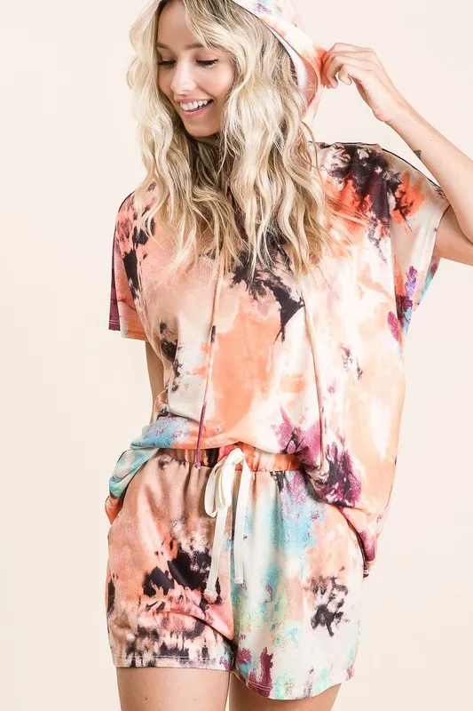 BiBi Tie Dye Terry Hoodie With Drawstring - Image 6