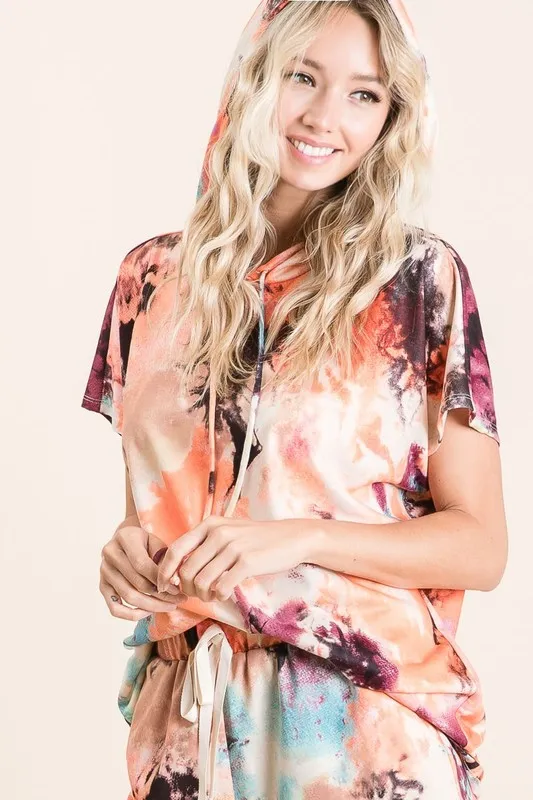 BiBi Tie Dye Terry Hoodie With Drawstring - Image 8