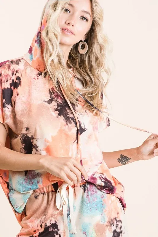 BiBi Tie Dye Terry Hoodie With Drawstring - Image 9