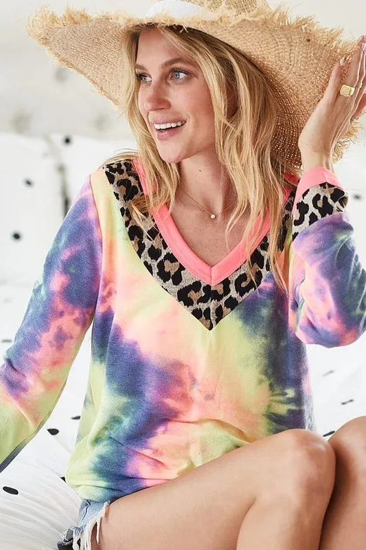 BiBi Tie Dye Terry V-Neck Top - Image 5
