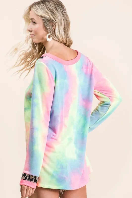 BiBi Tie Dye Terry V-Neck Top - Image 3