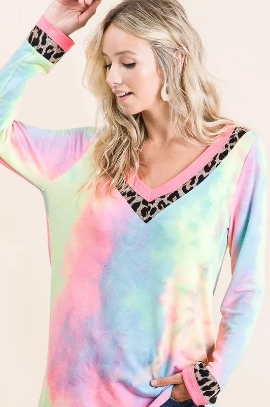 BiBi Tie Dye Terry V-Neck Top - Image 8