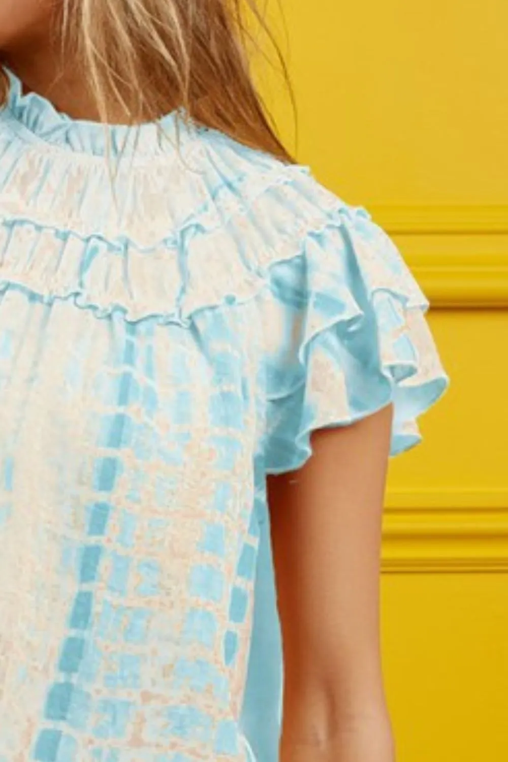 BiBi Tiered Ruffle Neck Tie Dye Top - Image 3