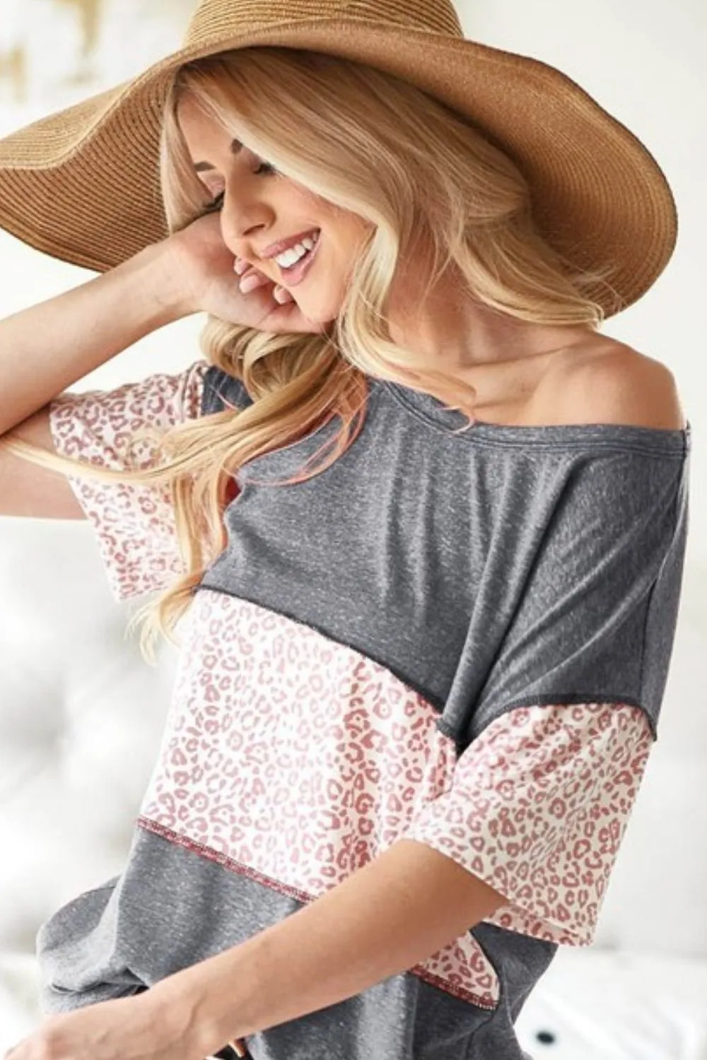BiBi Triblend Knit with Leopard Block Out Stitching - Image 2