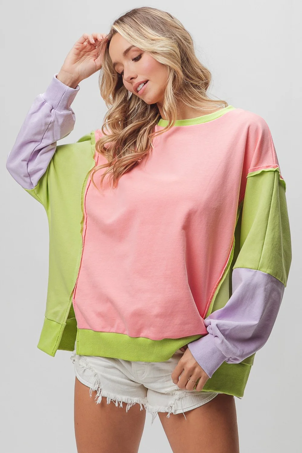 BiBi Washed Color Block Sweatshirt - Image 3