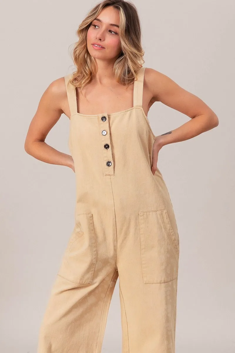 BiBi Washed Denim Buttoned Overall Jumpsuit - Image 2