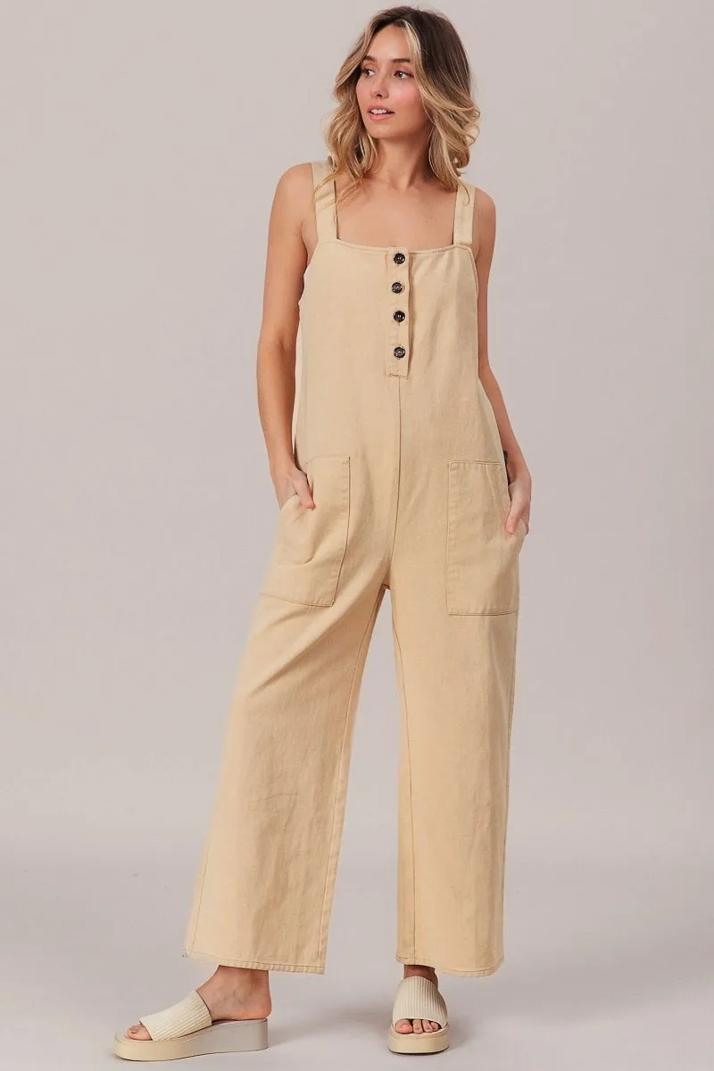 BiBi Washed Denim Buttoned Overall Jumpsuit - Image 4