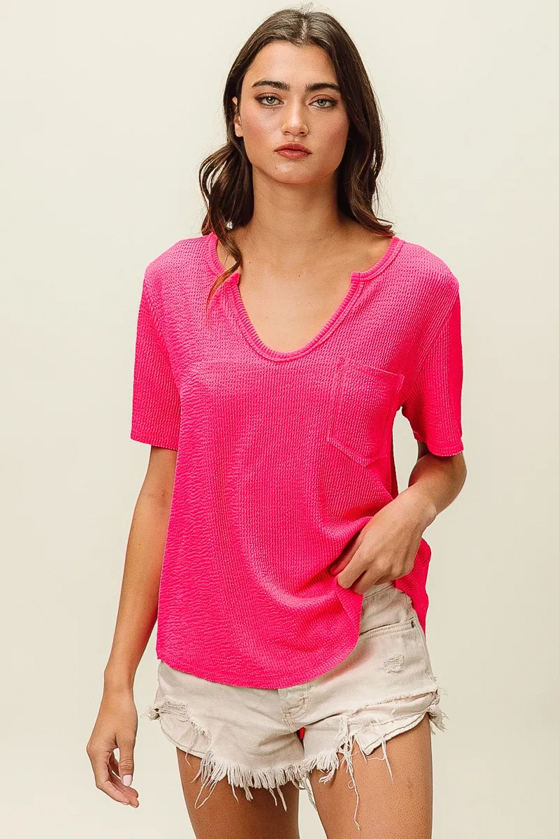 BiBi Waved Rib U Neck Top With Front Pocket - Image 11