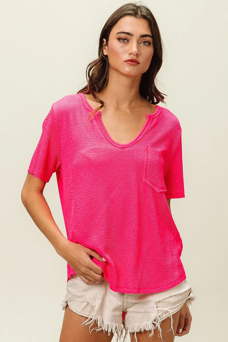 BiBi Waved Rib U Neck Top With Front Pocket - Image 14