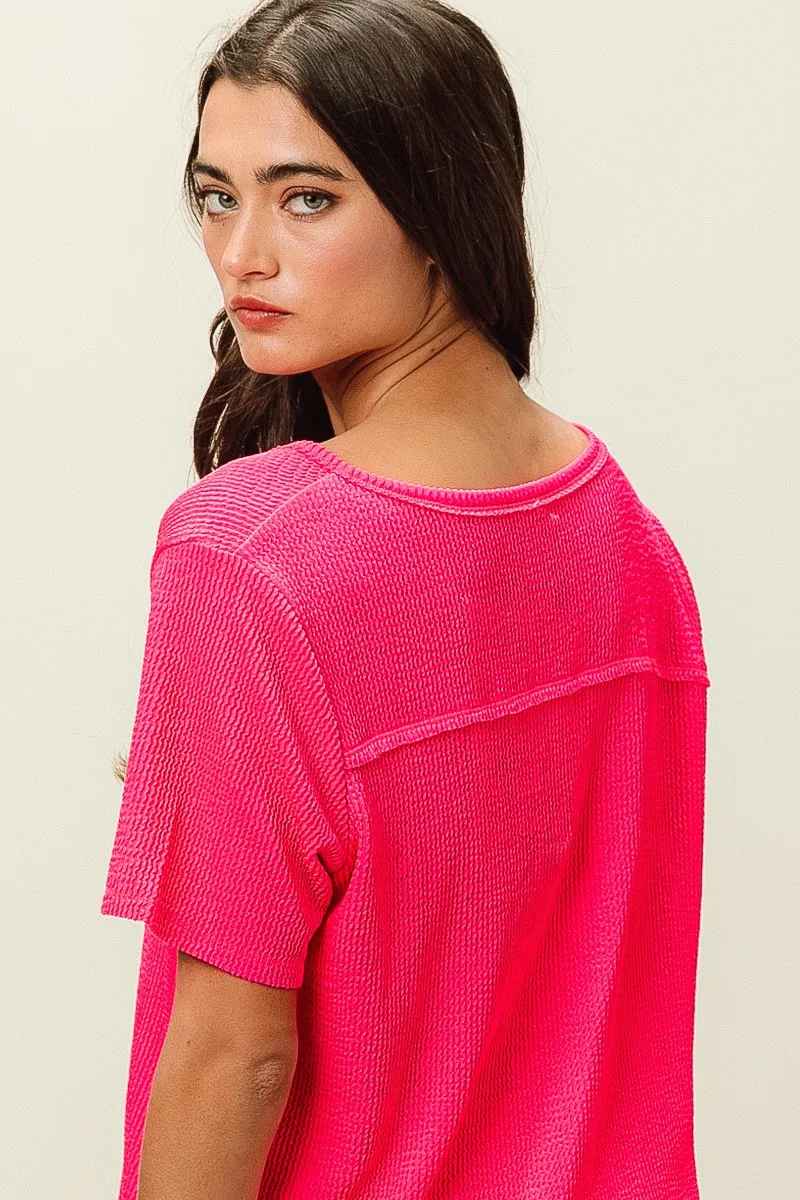 BiBi Waved Rib U Neck Top With Front Pocket - Image 19