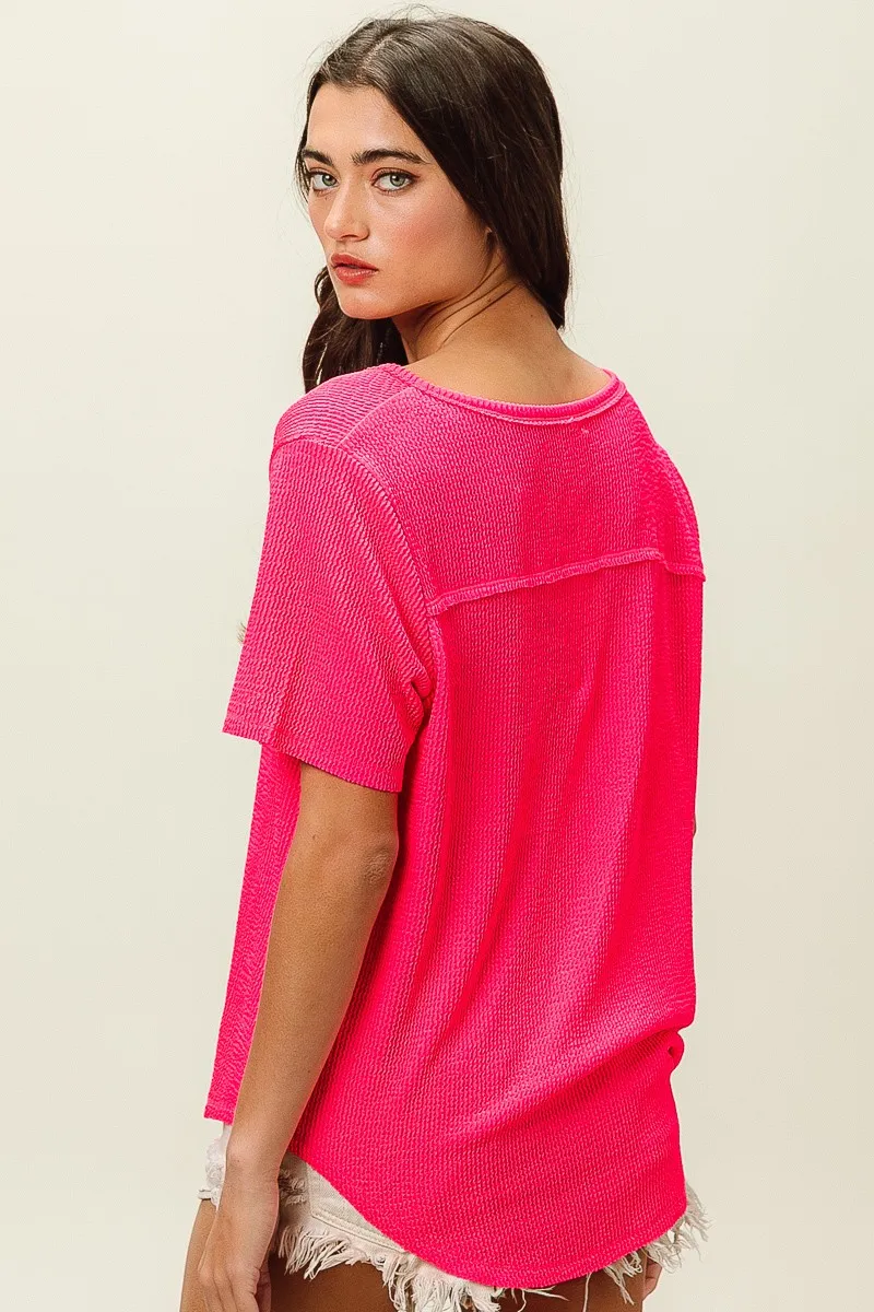 BiBi Waved Rib U Neck Top With Front Pocket - Image 20