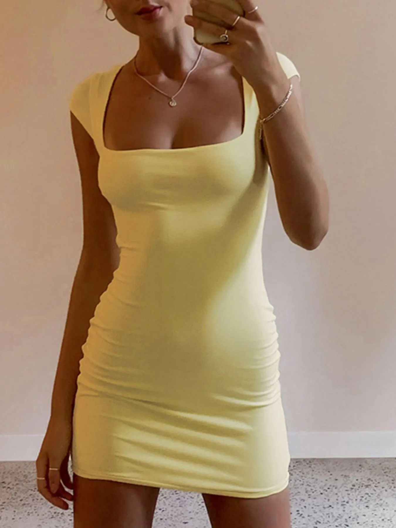 Bodycon Square Neck Mini Dress - Image 6