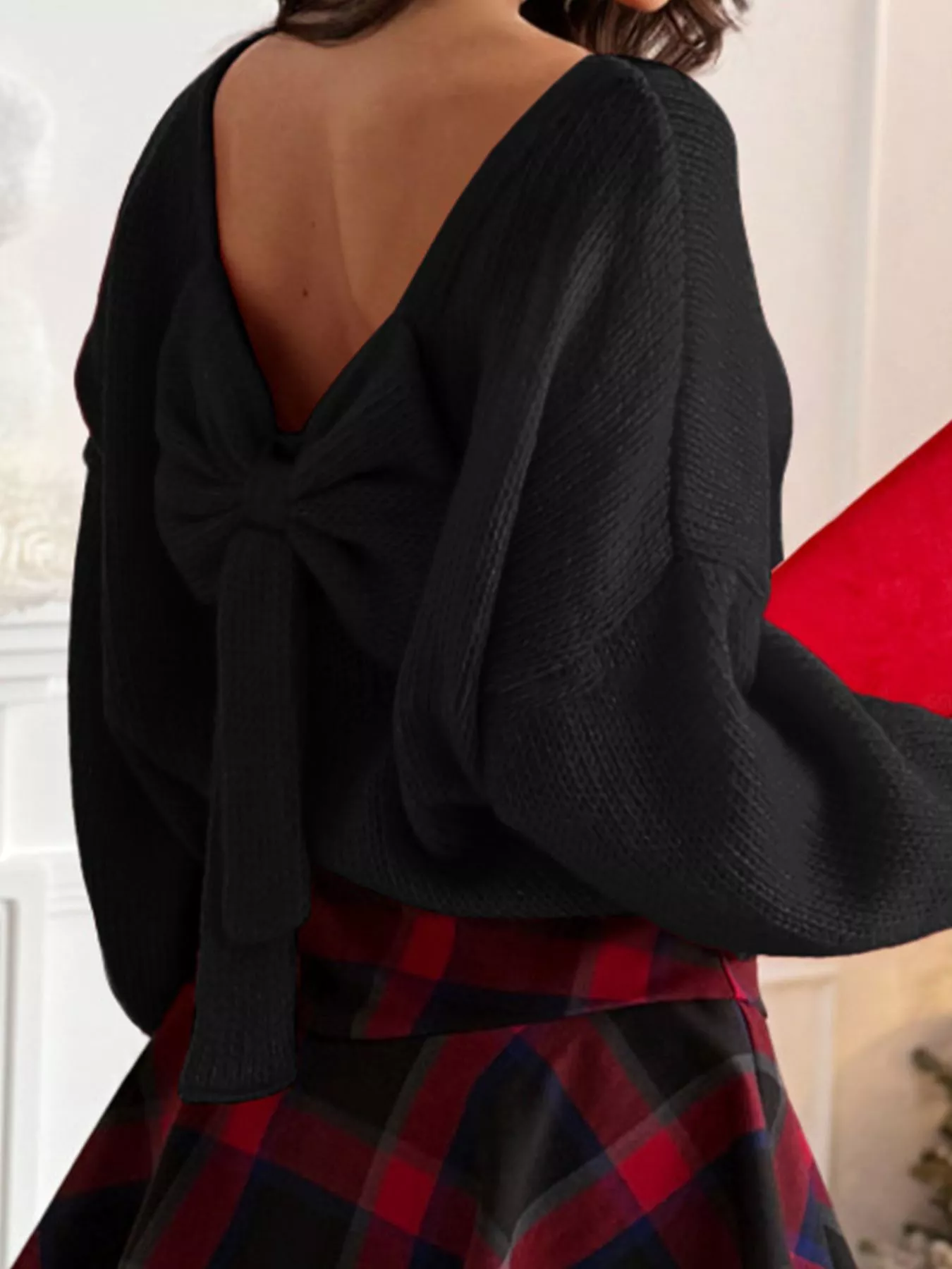 Bow Back Long Sleeve Sweater - Image 2