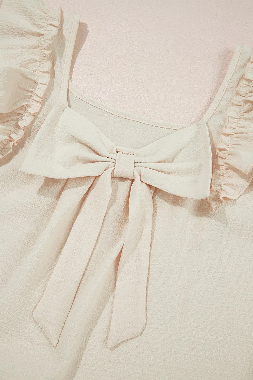 Bow Back Ruffled Cap Sleeve Blouse - Image 10