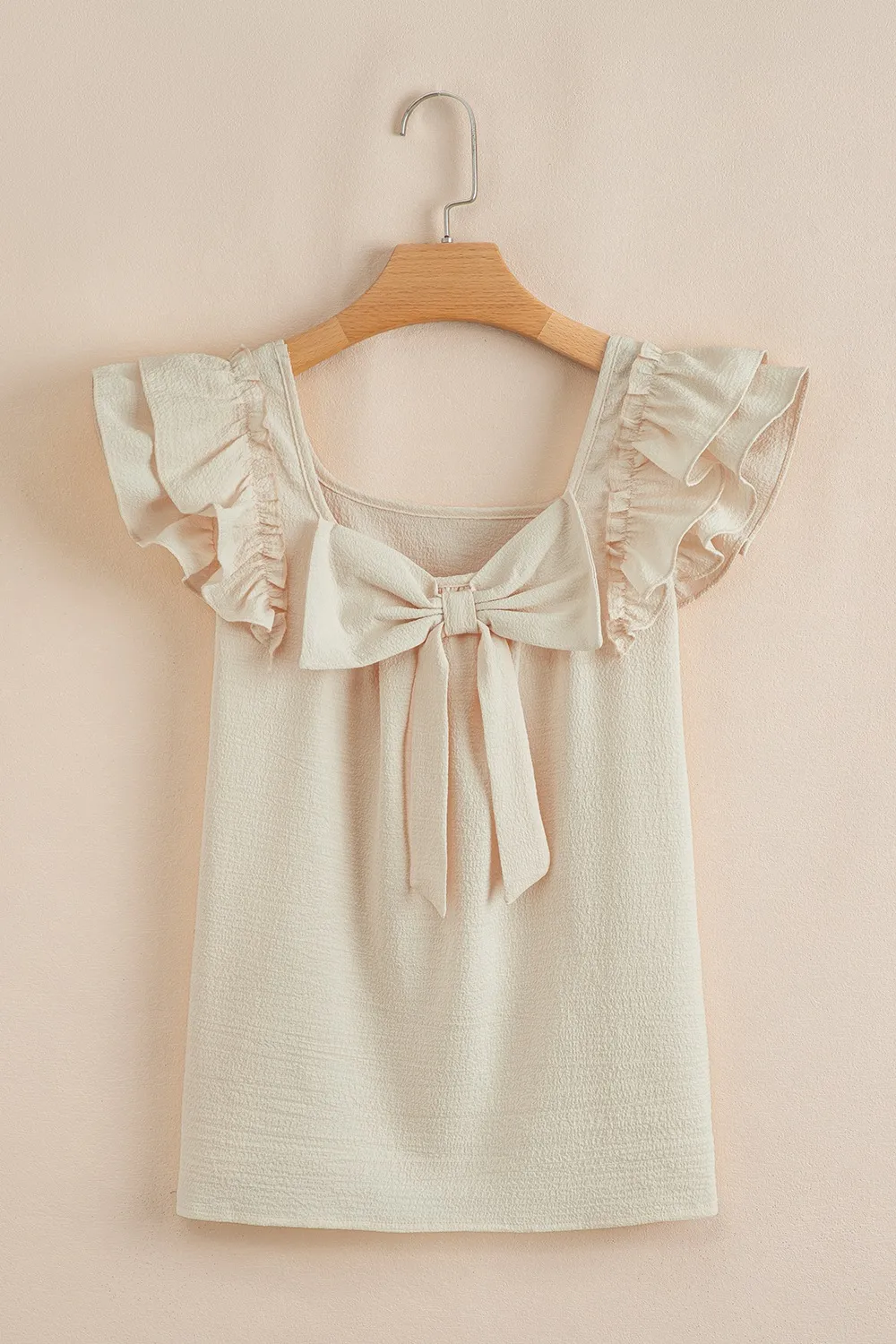 Bow Back Ruffled Cap Sleeve Blouse - Image 6