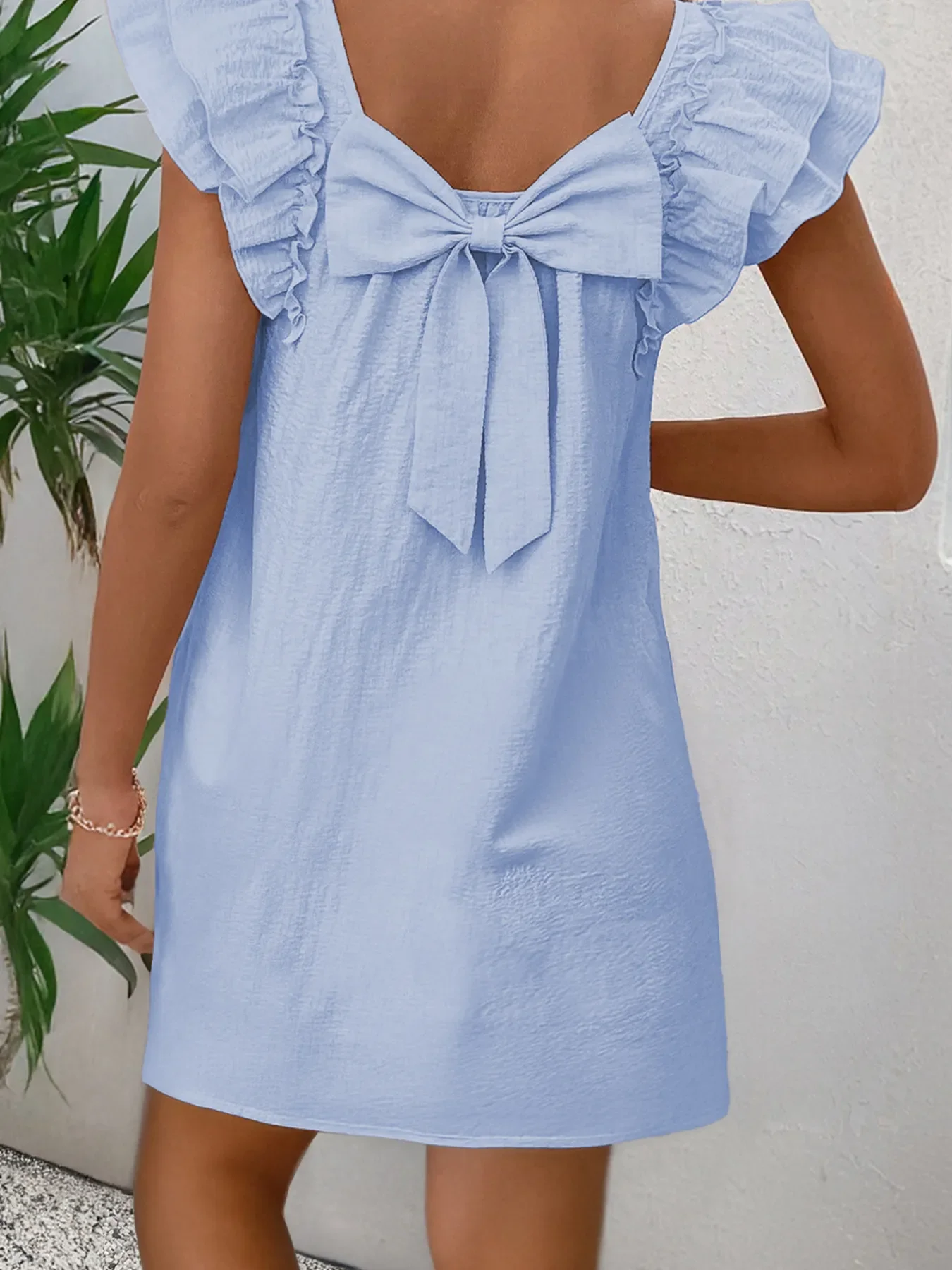 Bow Back Ruffled Sleeve Dress - Image 3