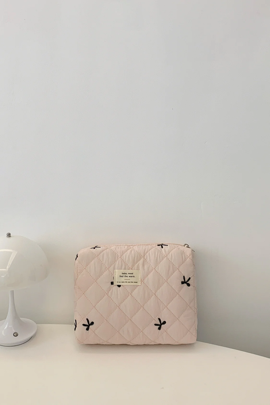 Bow Embroidered Quilted Storage Bag - Image 12