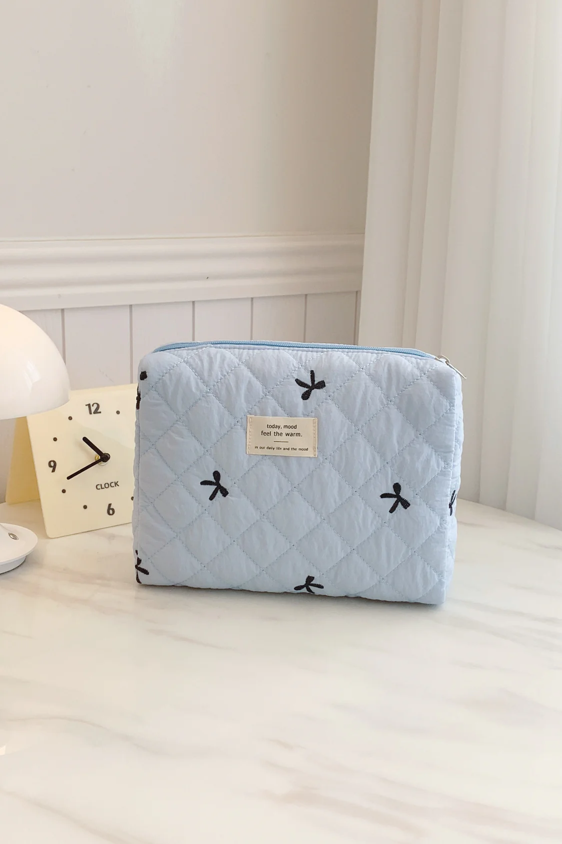 Bow Embroidered Quilted Storage Bag - Image 6