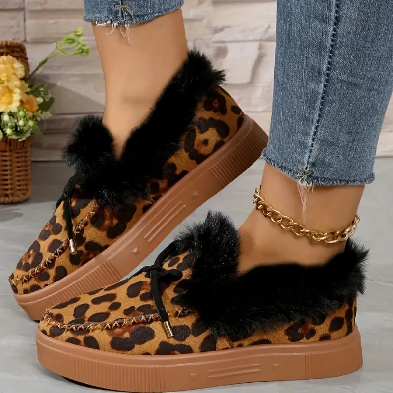 Bow Furry Round Toe Flat Slip-Ons - Image 6