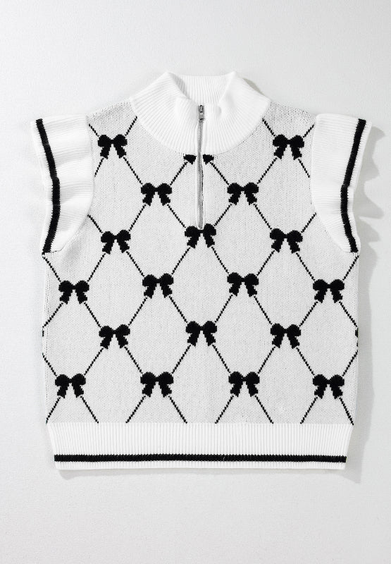 Bow Half Zip Sweater Vest - Image 11