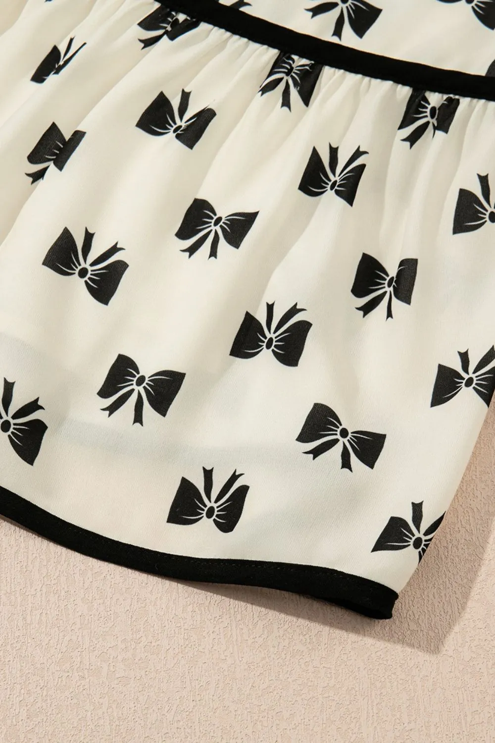 Bow Knot Color Contrast Trim Knotted Shoulder Mini Dress - Image 10