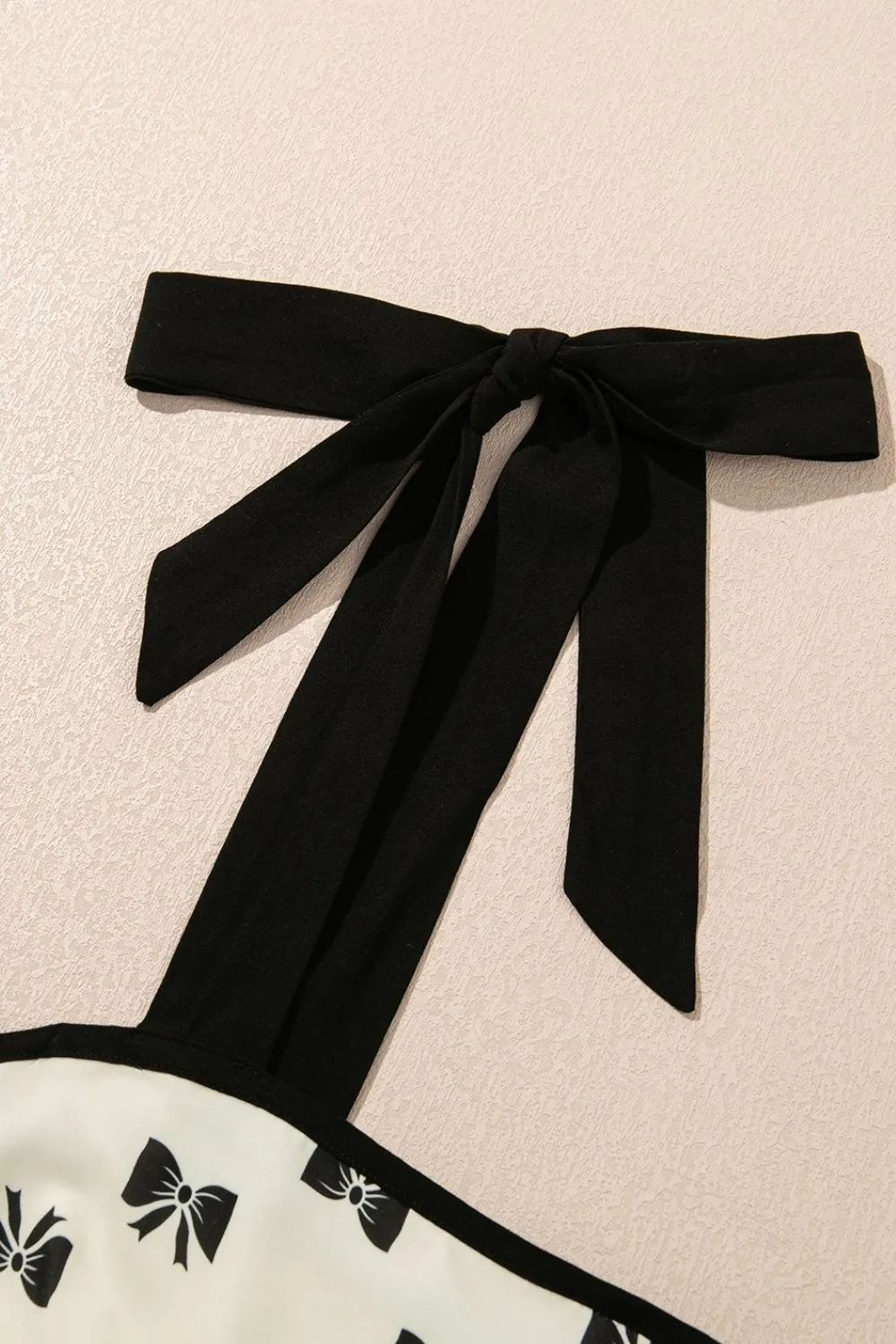 Bow Knot Color Contrast Trim Knotted Shoulder Mini Dress - Image 11